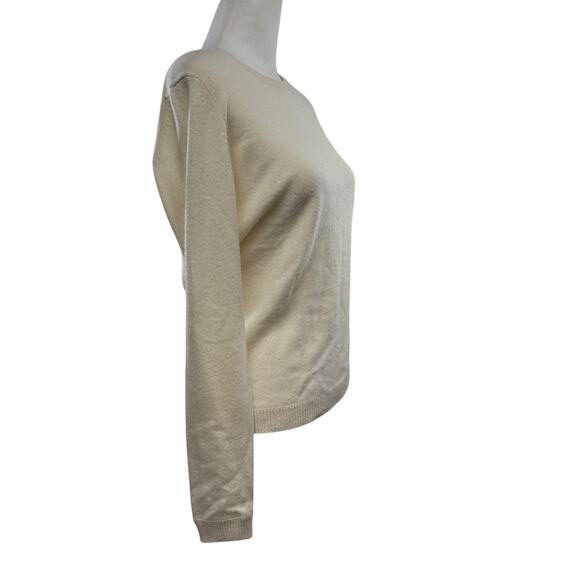 Sutton Cashmere Sweater Women Size M Modern Classic Long Sleeve Crew Neck Ivory - Picture 5 of 6